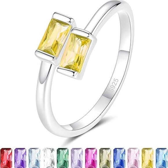 November Birthstone 925 Silver Rings Dainty Adjustable
